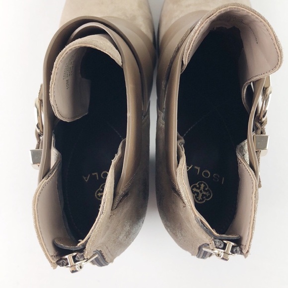 Isola Anthracite Metallic Suede Ankle Booties 10M - Picture 7 of 9